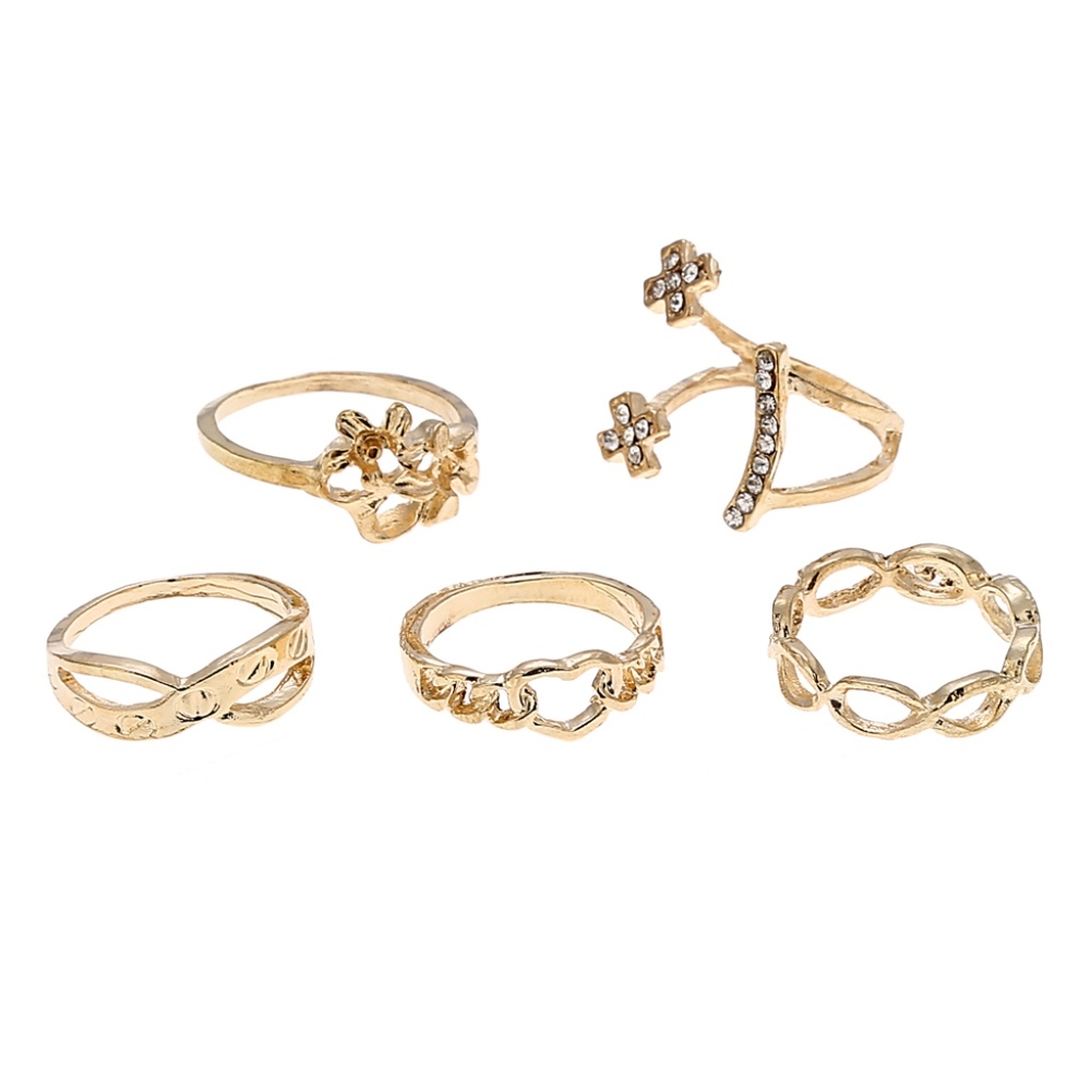 Love Screw Infinity Open Heart Gold Midi Rings - Picture 1 of 7
